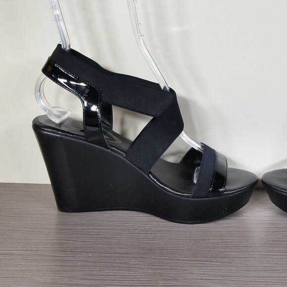 Charles David Criss-Cross Strap Wedge Sandals, Black, Womens Size 8 M - Picture 7 of 13